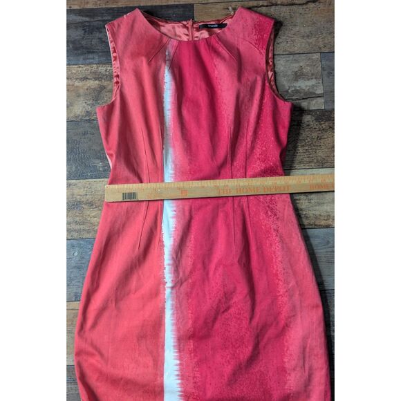 Tahari ASL Red Pink Abstract Cotton Blend Sheath Dress - Size 10 - Picture 3 of 5